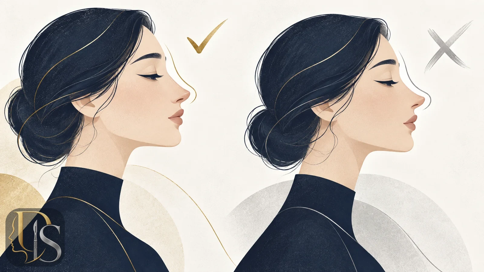 Illustration comparing a balanced tip with an over-rotated one