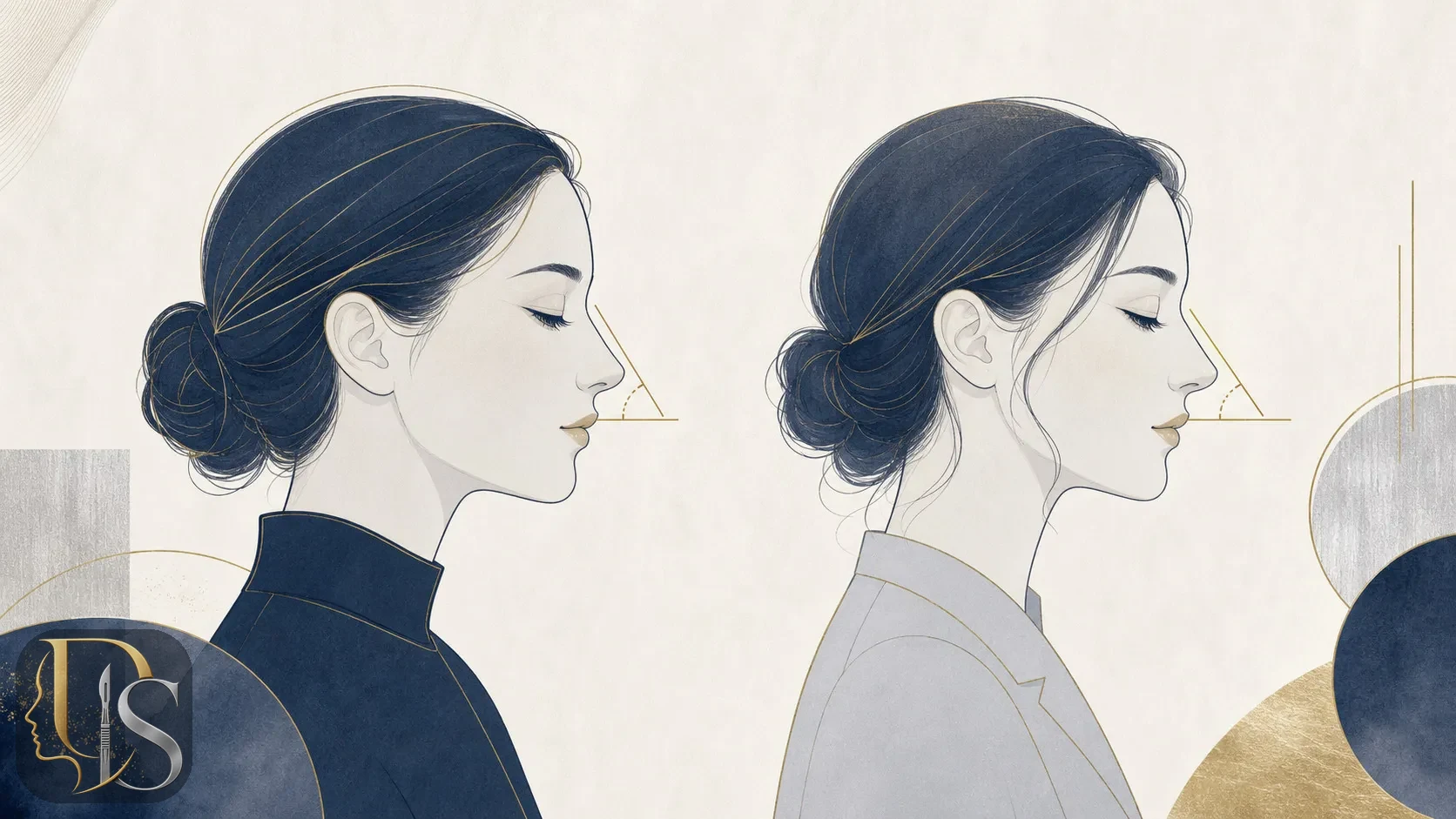 Abstract illustration comparing a rounded nose tip and a pointed nose tip for a wide jaw