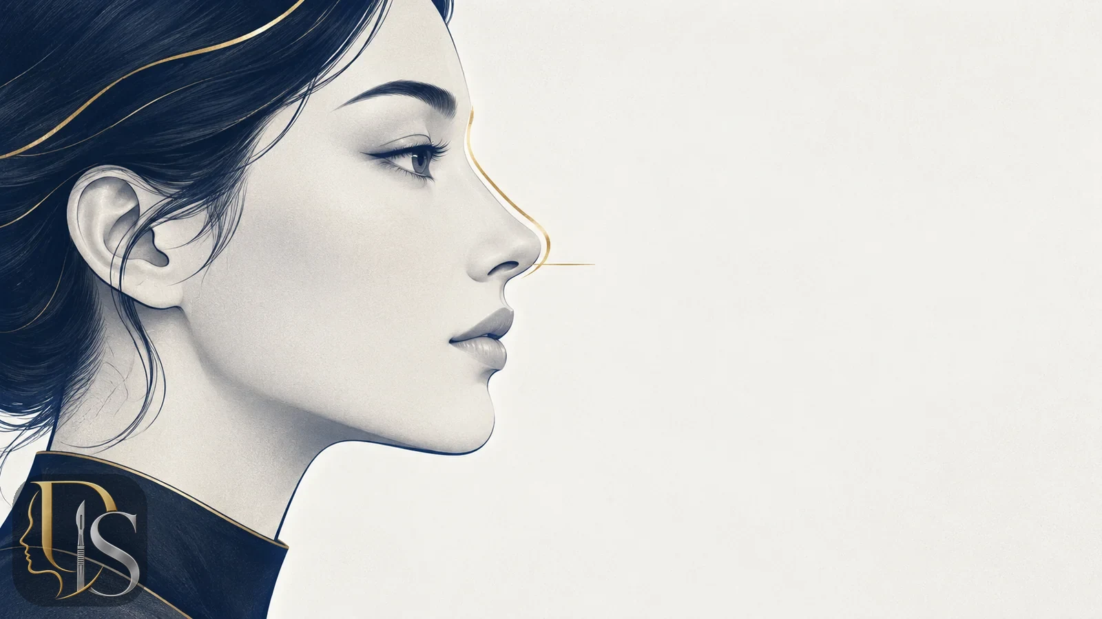 Profile illustration of a Roman nose with a raised, gently curved bridge