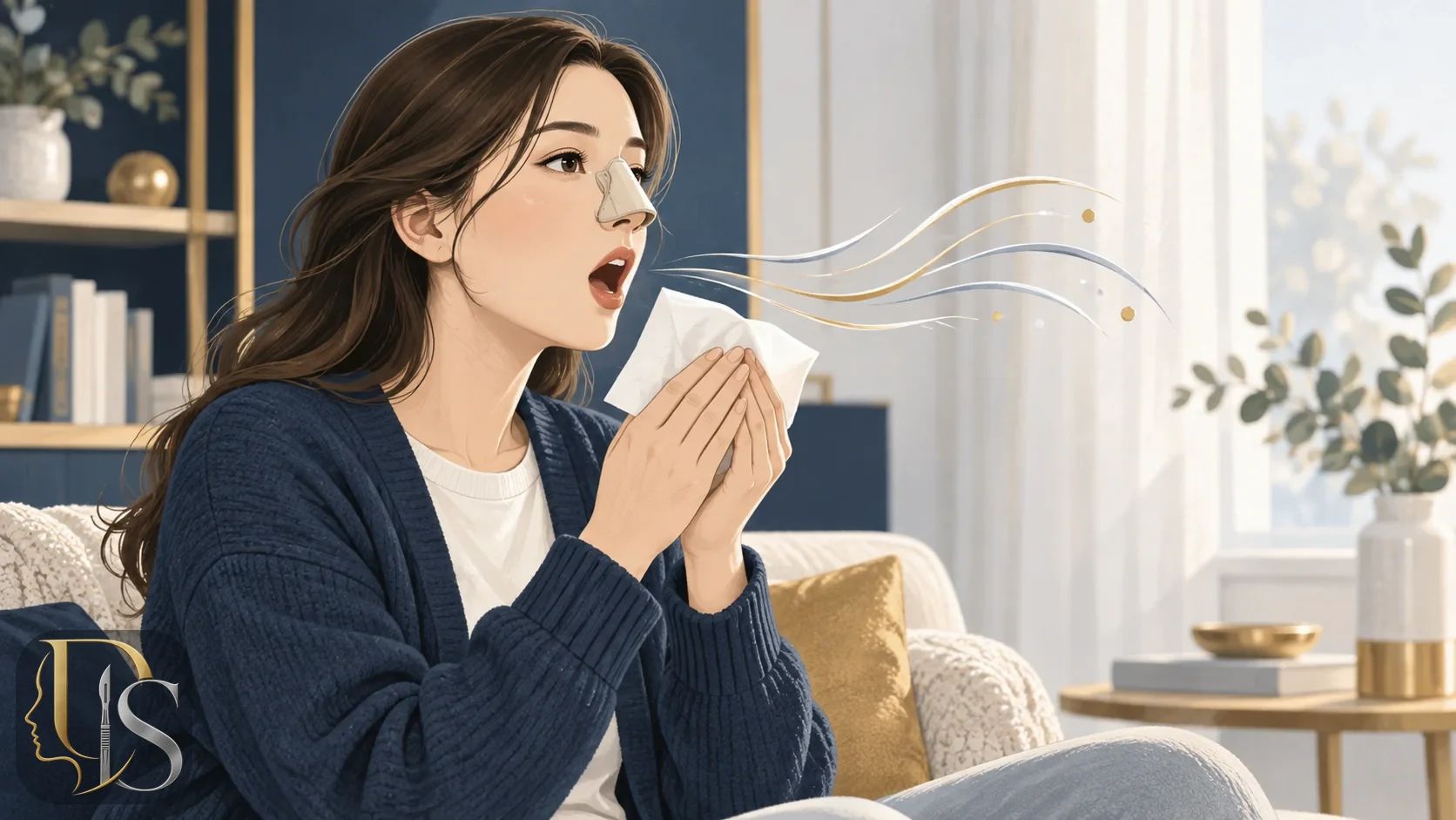 Safe open-mouth sneezing technique after rhinoplasty