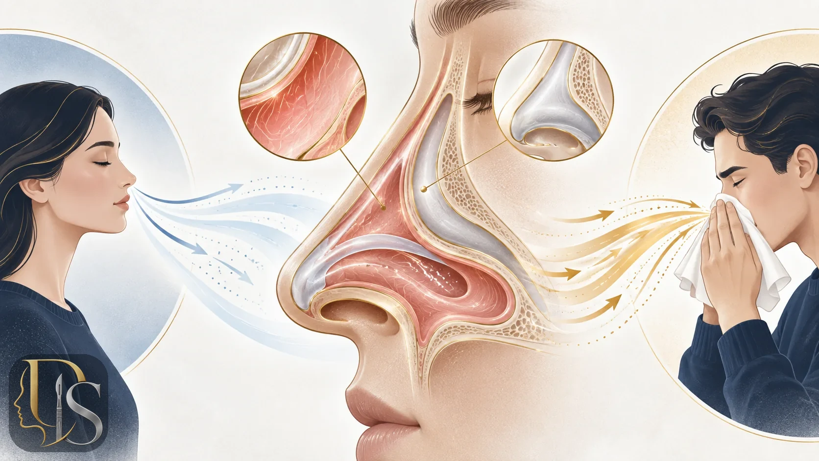 Air pressure inside a healing nose after rhinoplasty