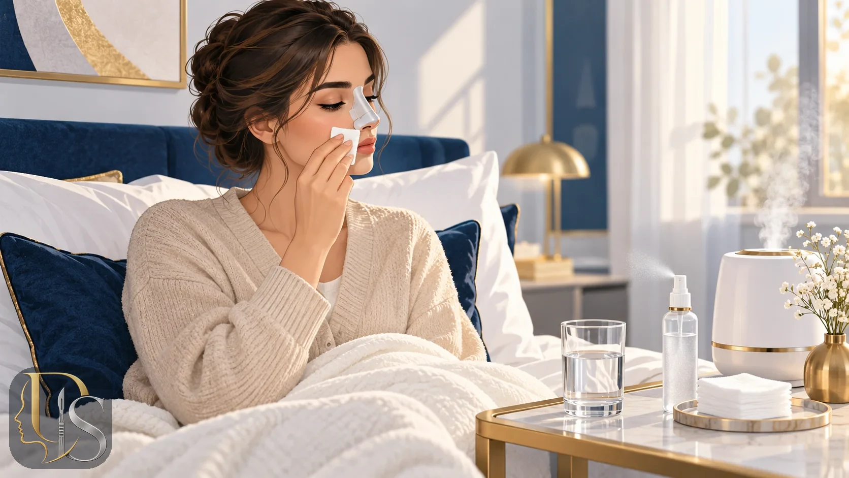 Gentle saline and gauze care for postoperative nasal drainage